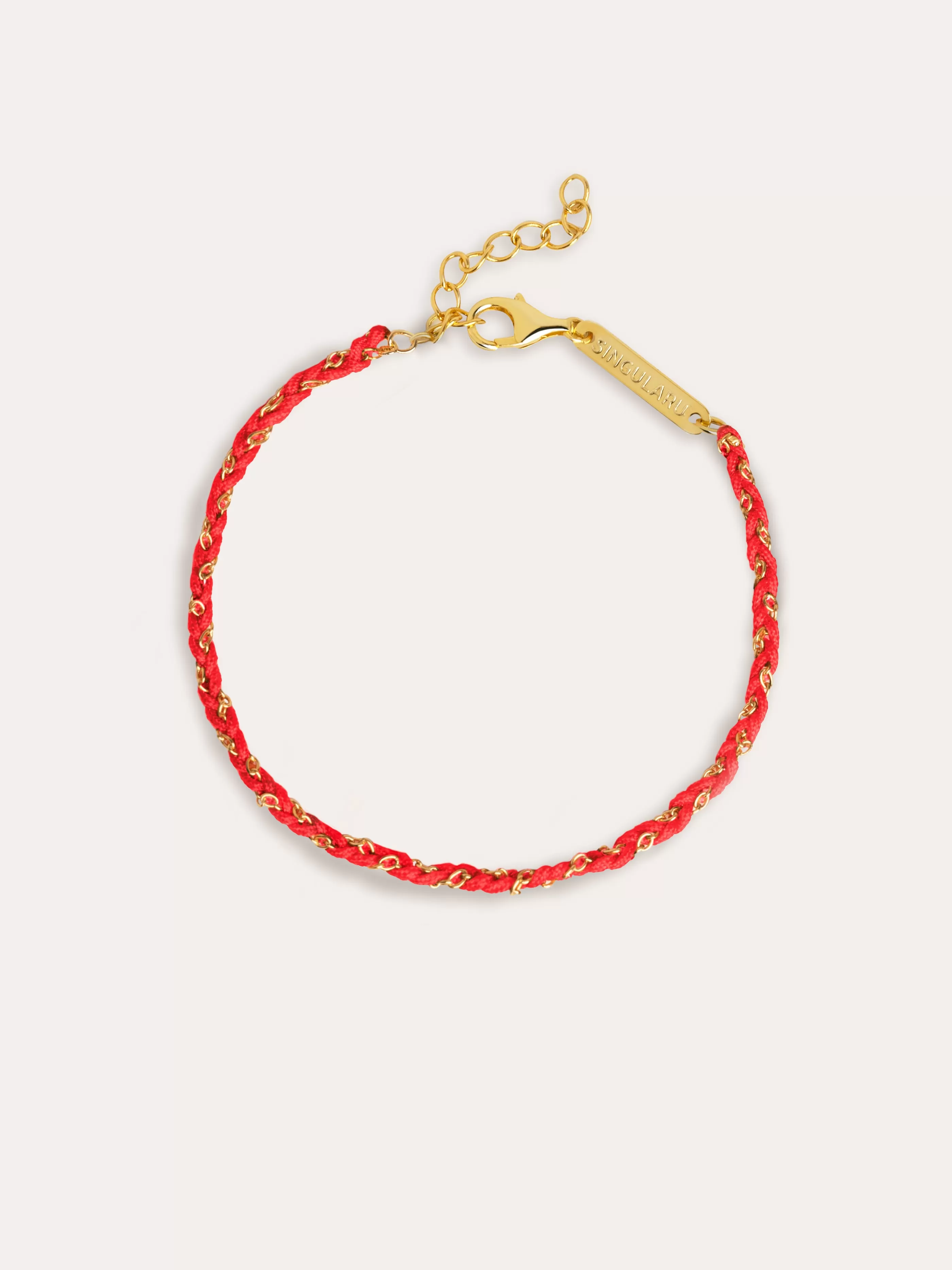 SINGULARU Pulsera Yarn Red Plata Bano Oro- Pulseras De Hilo