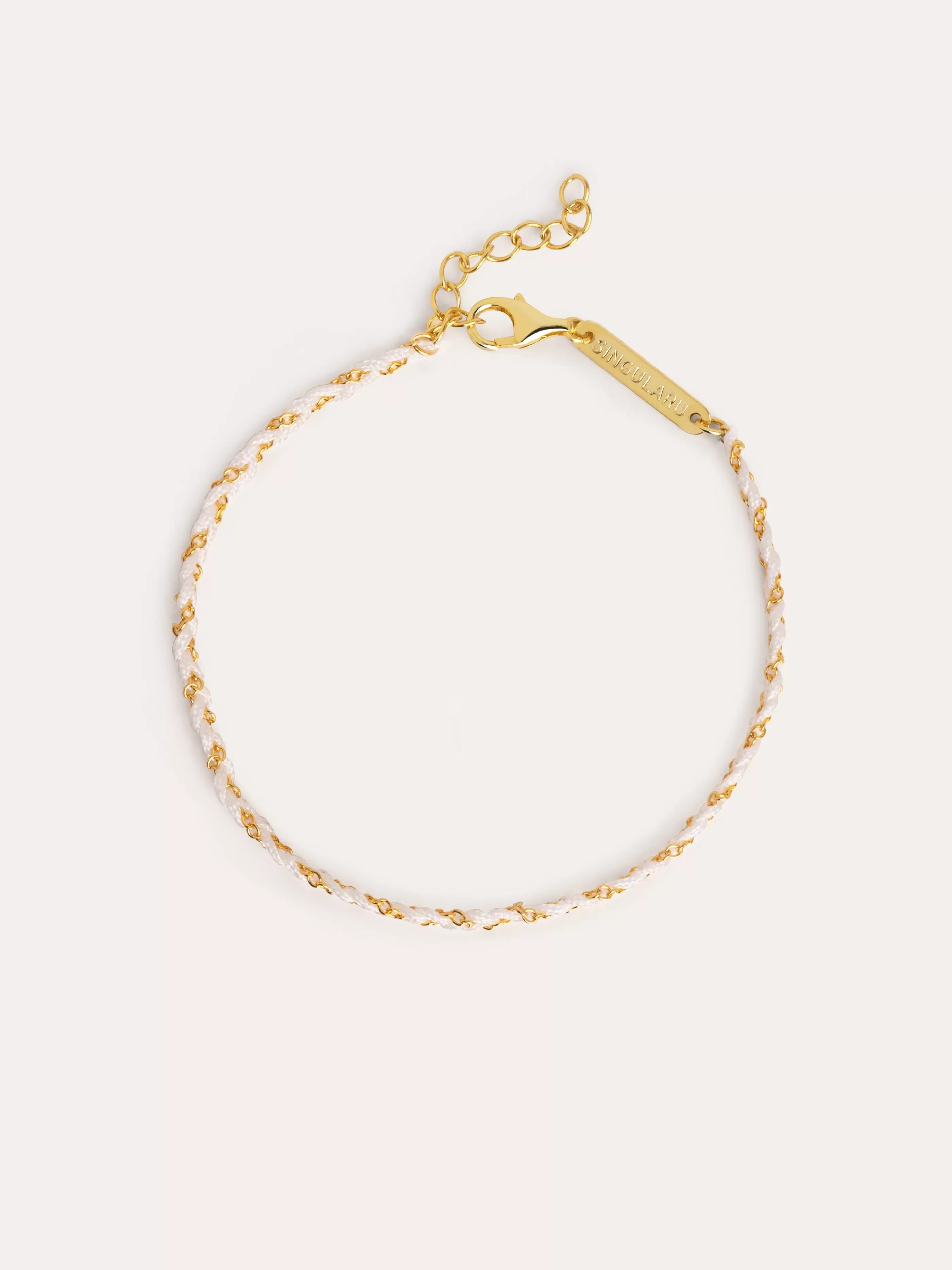 SINGULARU Pulsera Yarn White Plata Bano Oro- Pulseras De Hilo