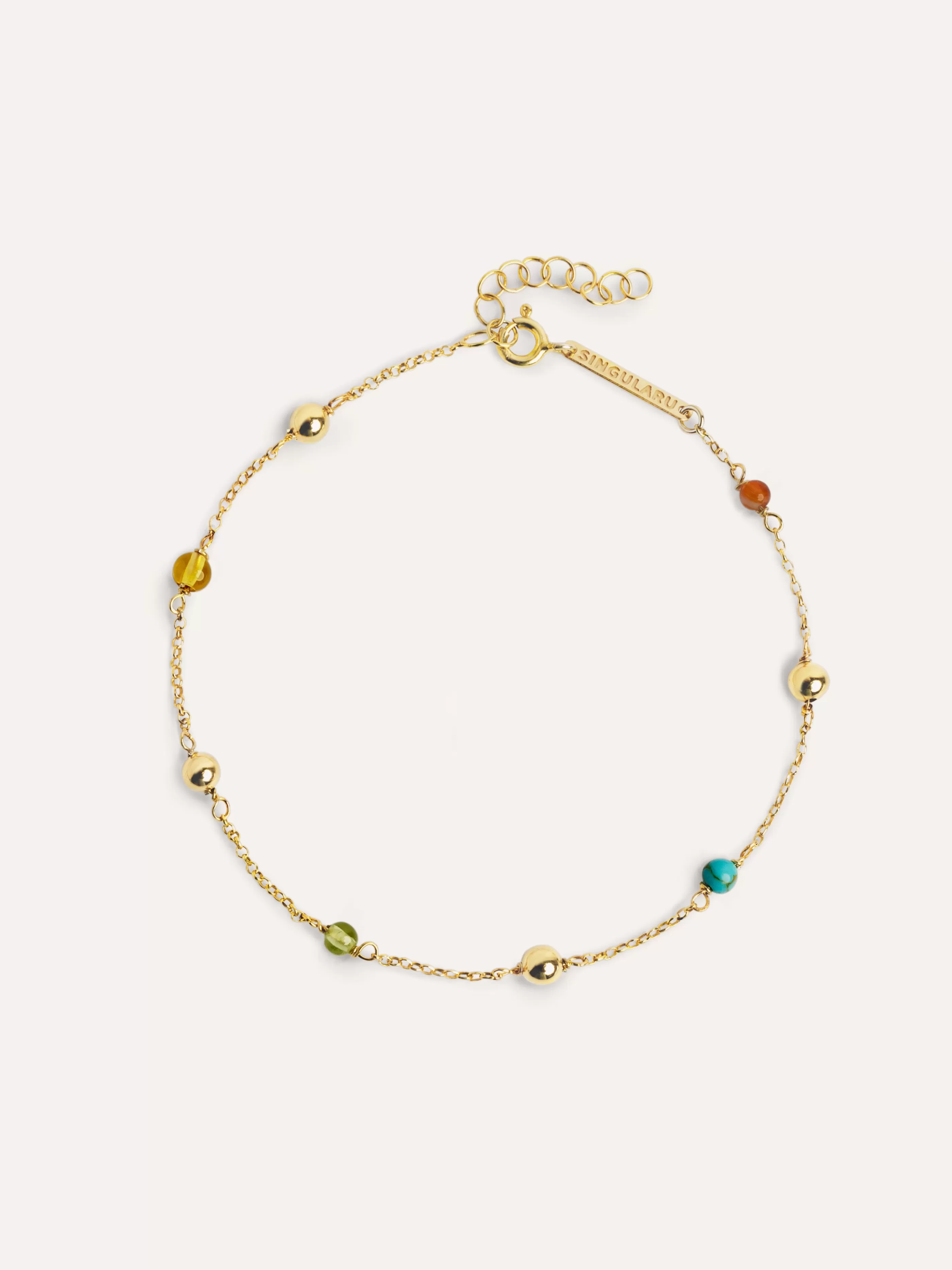 SINGULARU Tobillera Bahia Dots Colors Plata Bano Oro- Tobilleras