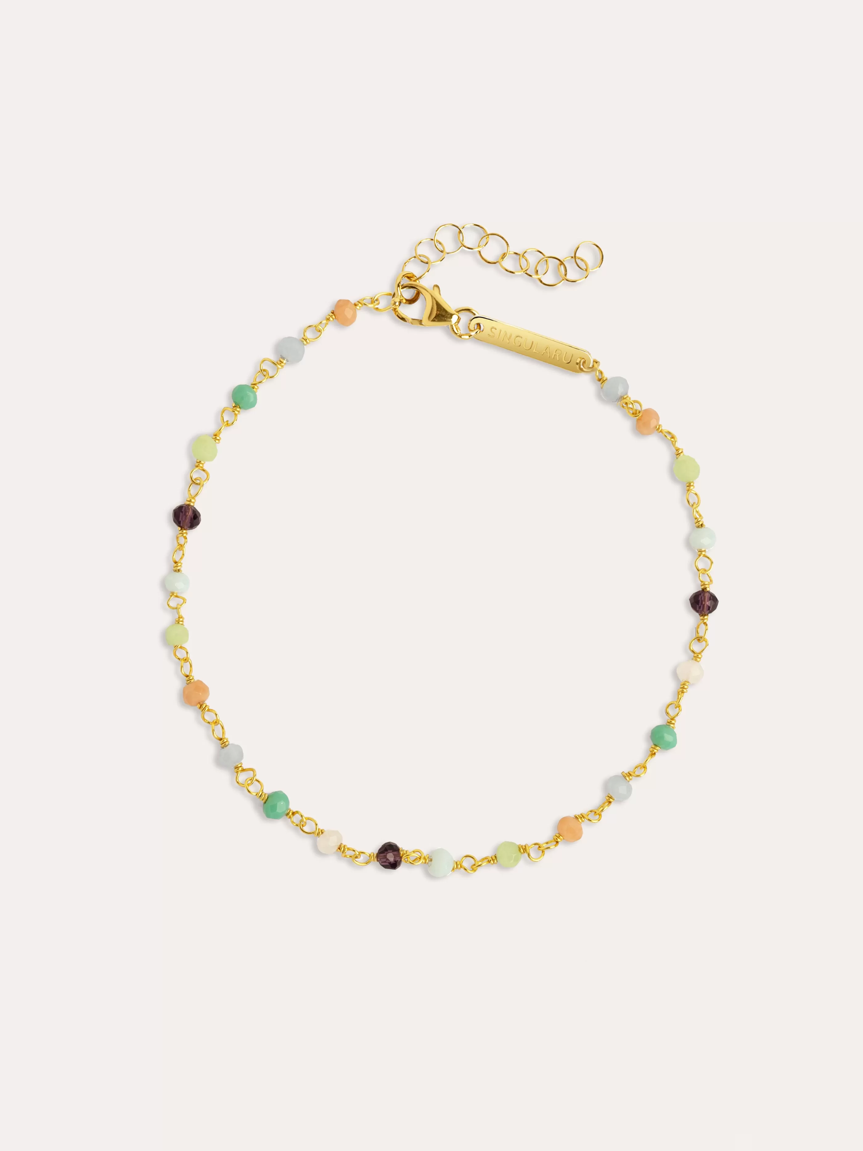 SINGULARU Tobillera Crystals Colors Plata Bano Oro- Tobilleras