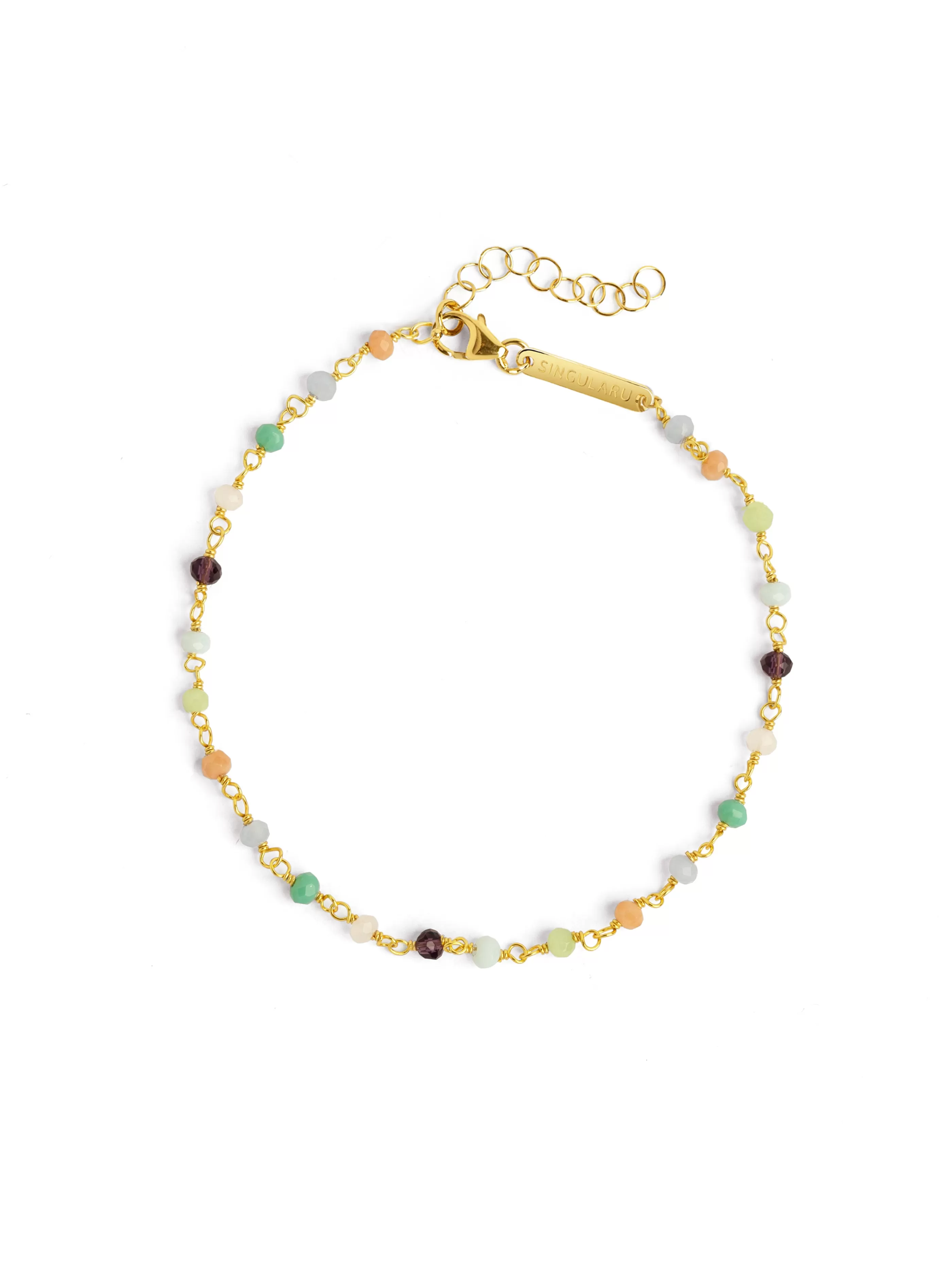 SINGULARU Tobillera Crystals Colors Plata Bano Oro- Tobilleras