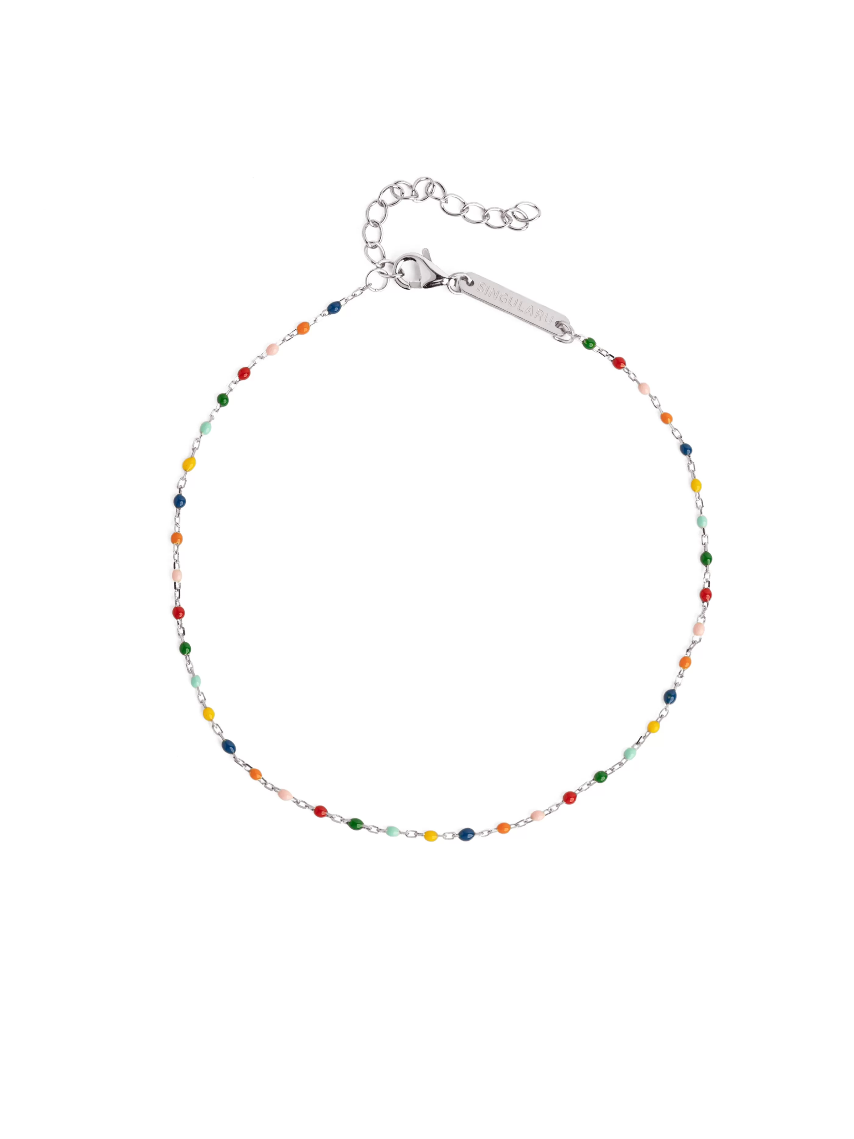 SINGULARU Tobillera Dots Colors Enamel Plata- Tobilleras