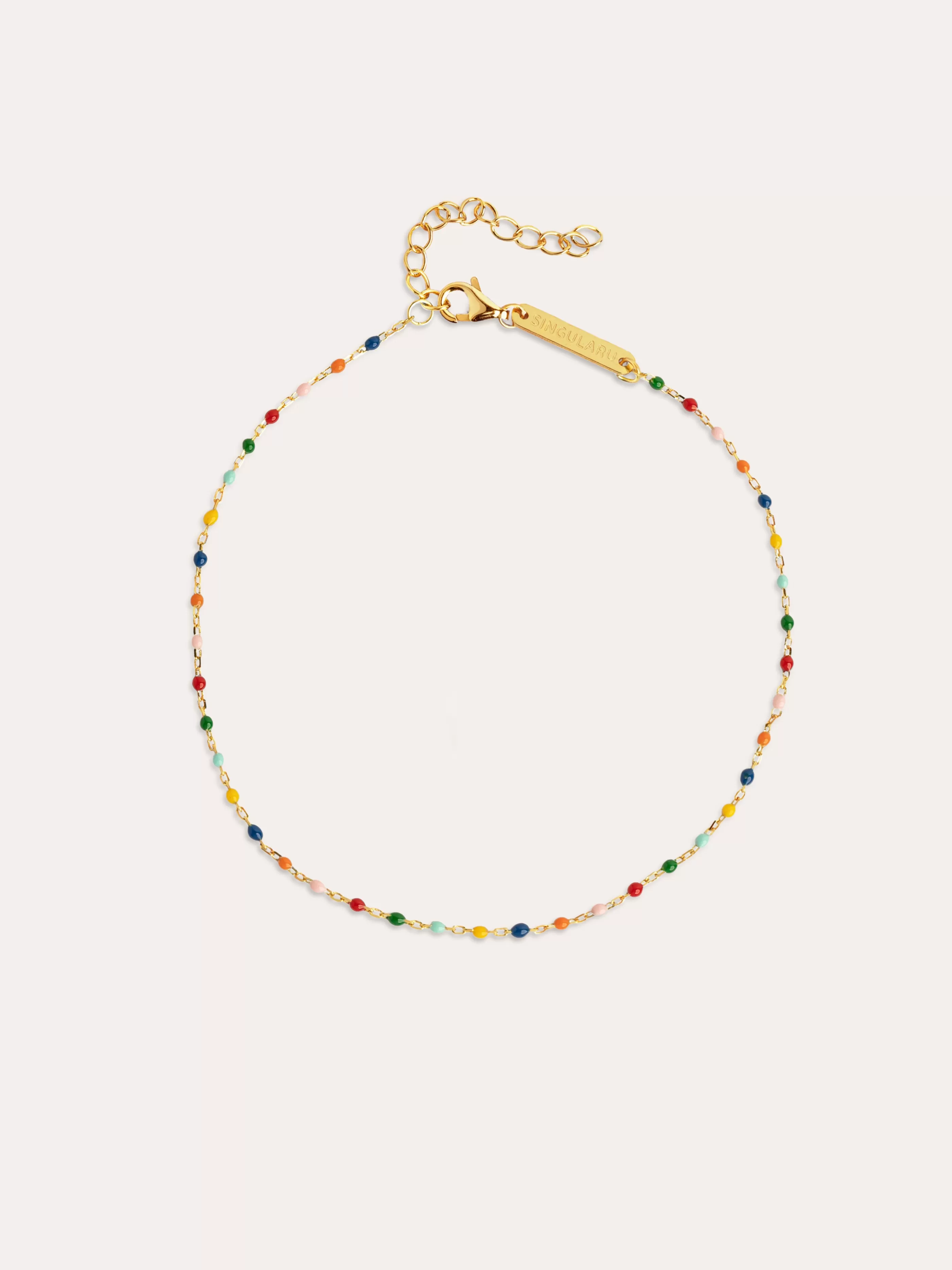 SINGULARU Tobillera Dots Colors Enamel Plata Bano Oro- Tobilleras