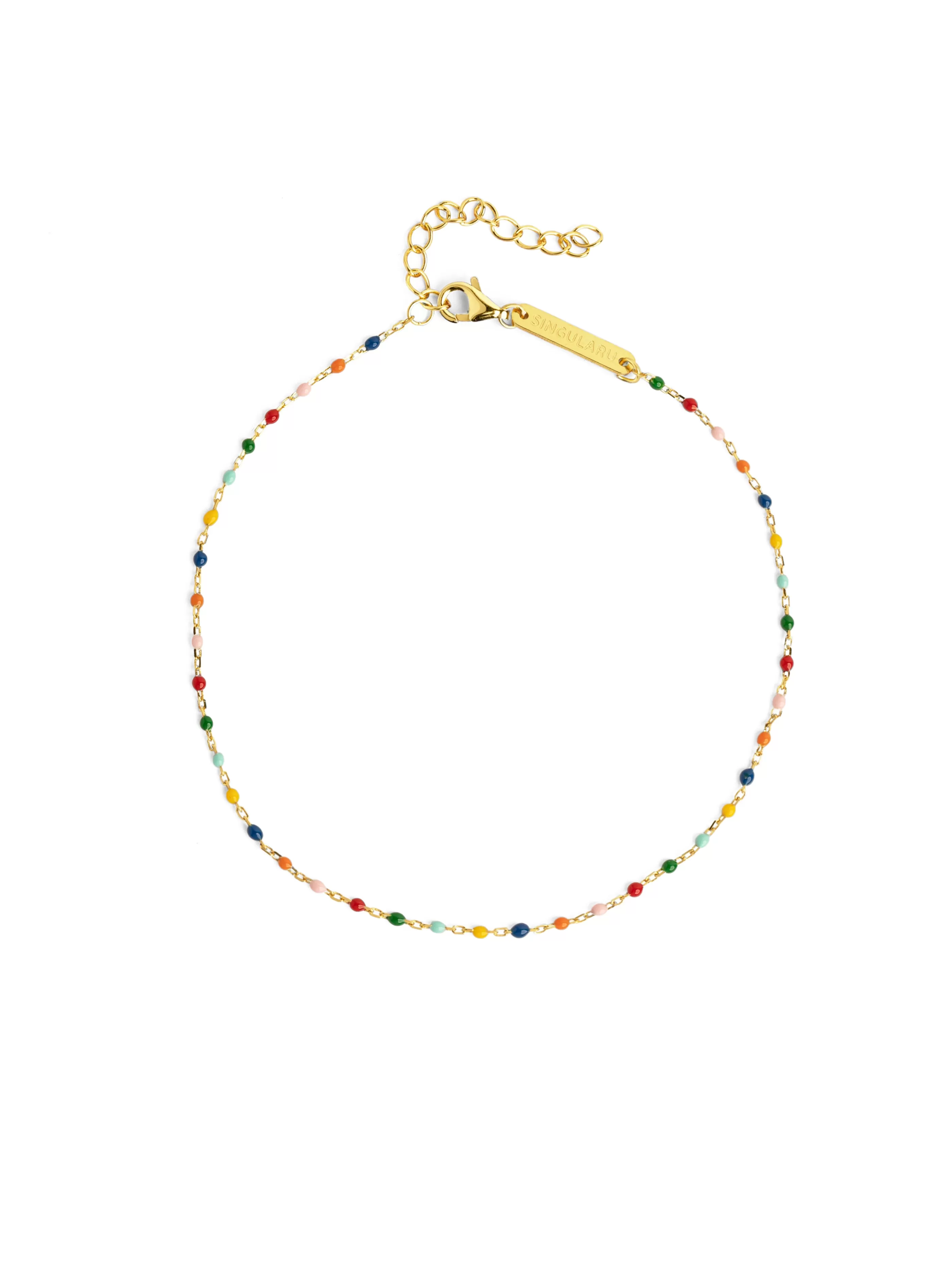 SINGULARU Tobillera Dots Colors Enamel Plata Bano Oro- Tobilleras